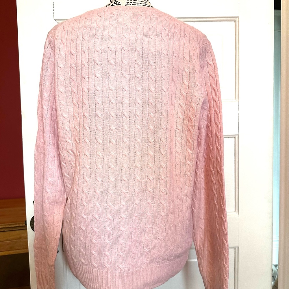 💖NWOT Tweeds 100% Cashmere Baby Pink Cable Knit Sweater, size XL - Picture 3 of 7